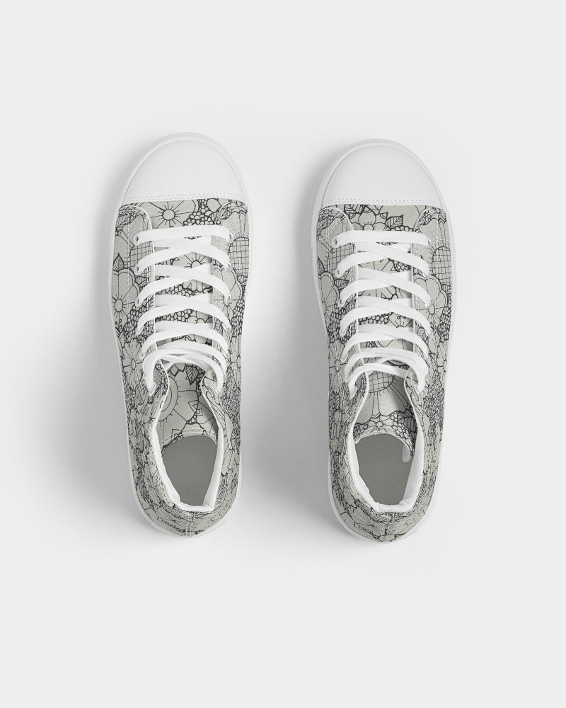 Les Fleurs - B&W Men's Hightop Canvas Shoe