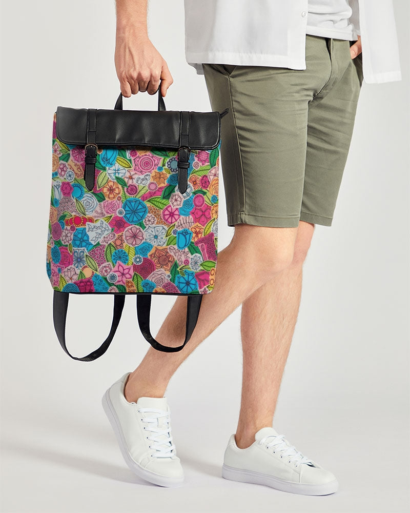 Fleurs de Printemps Casual Flap Backpack