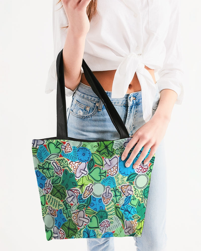 Fleurs et Trèfles Canvas Zip Tote