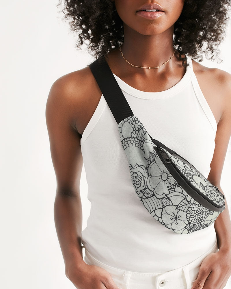 Les Fleurs - B&W Crossbody Sling Bag