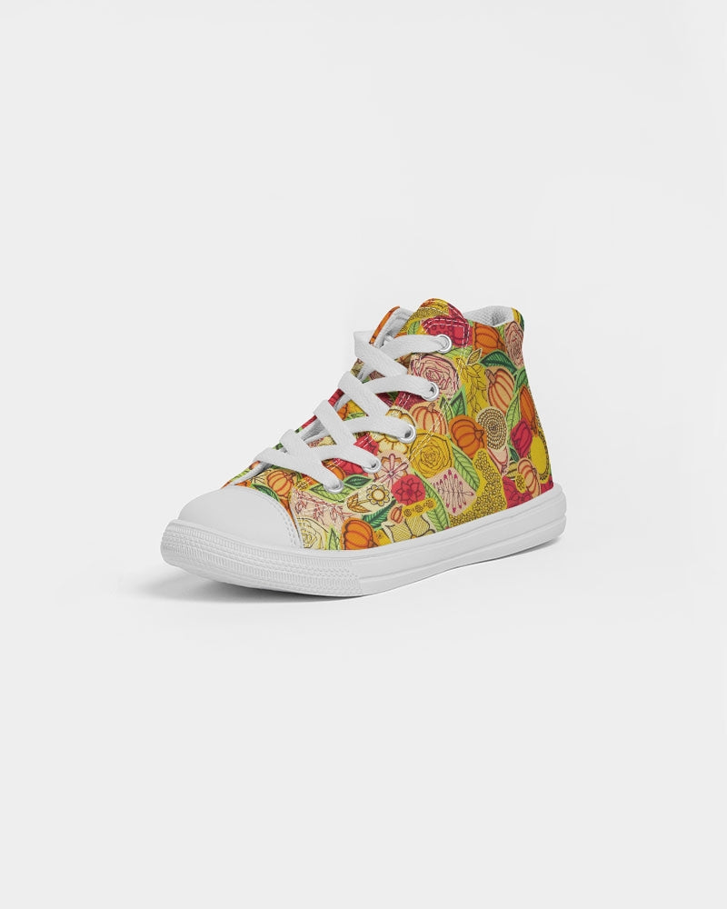 Citrouilles et Fleurs Kids Hightop Canvas Shoe