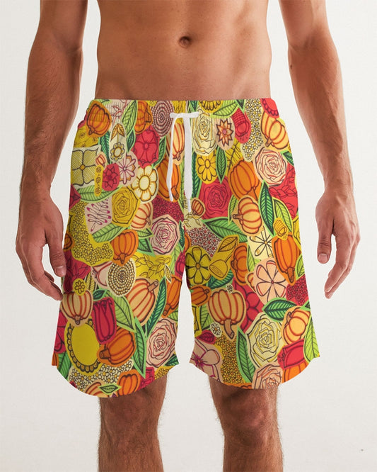 Citrouilles et Fleurs Men's Swim Trunk