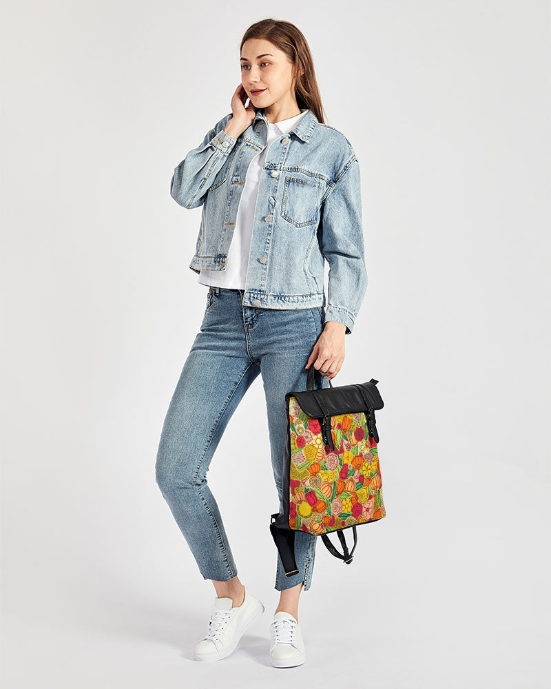 Citrouilles et Fleurs Casual Flap Backpack