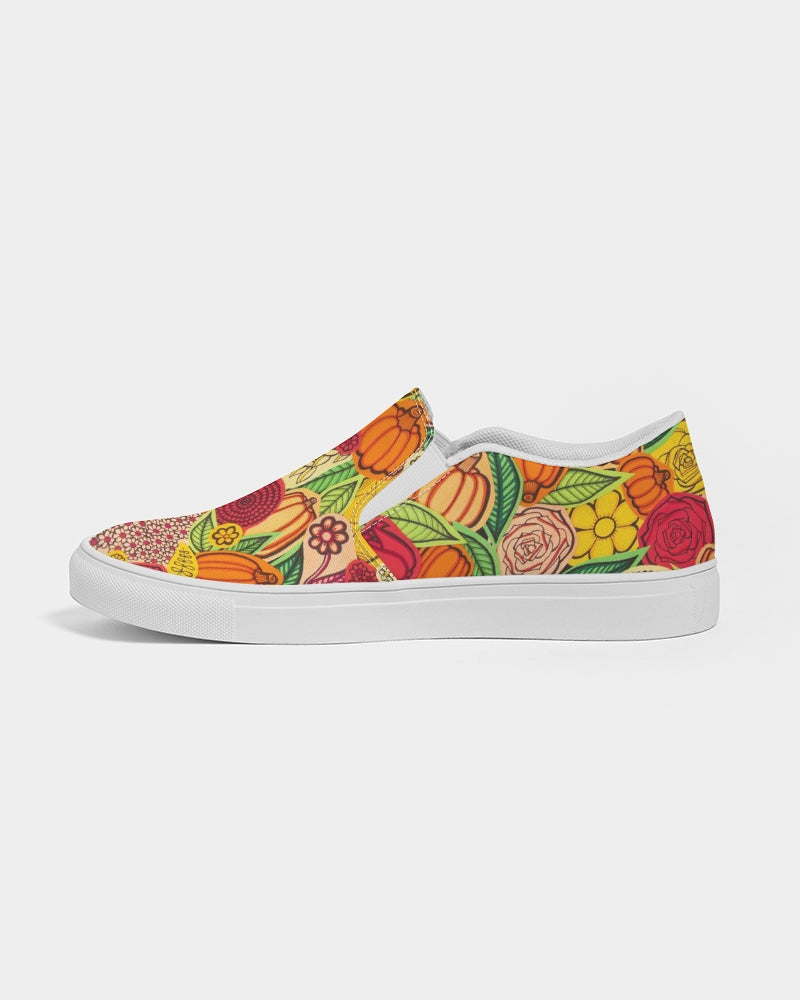 Citrouilles et Fleurs Women's Slip-On Canvas Shoe