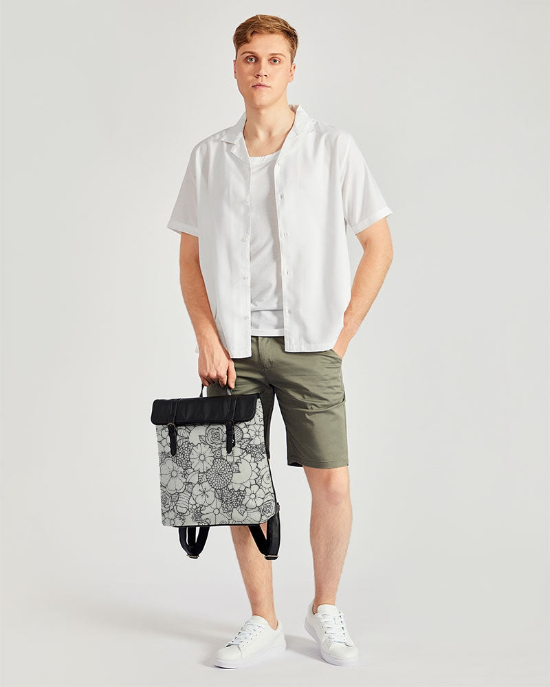 Les Fleurs - B&W Casual Flap Backpack