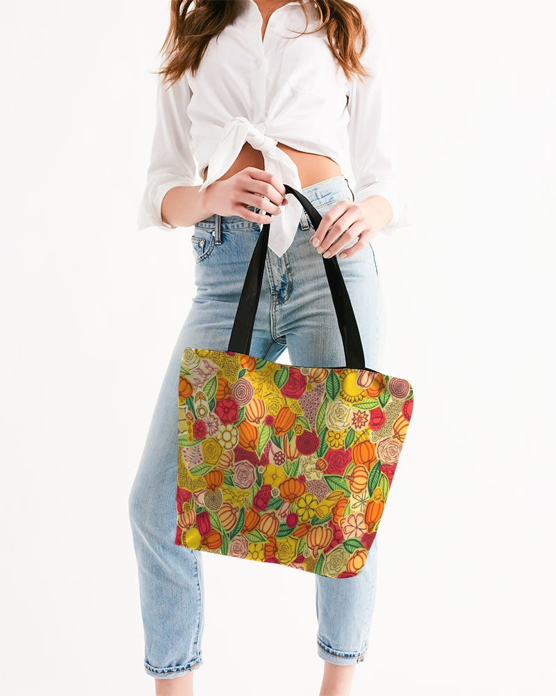 Citrouilles et Fleurs Canvas Zip Tote