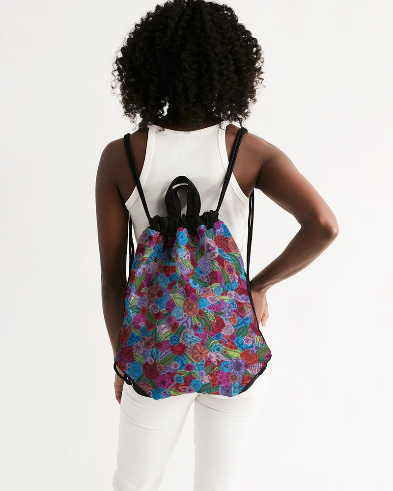 Les Fleurs Canvas Drawstring Bag