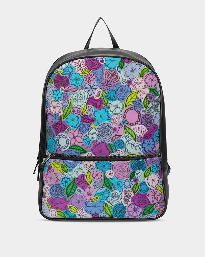 Les Fleurs Violettes Classic Faux Leather Backpack