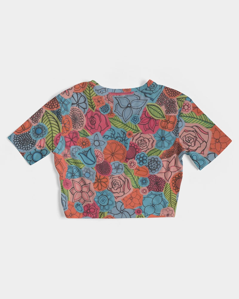 Les Deuxièmes Fleurs Women's Twist-Front Cropped Tee