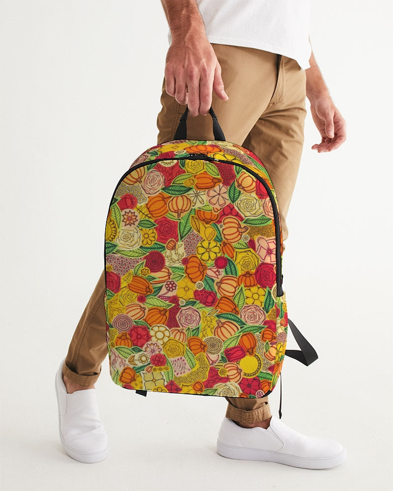 Citrouilles et Fleurs Large Backpack