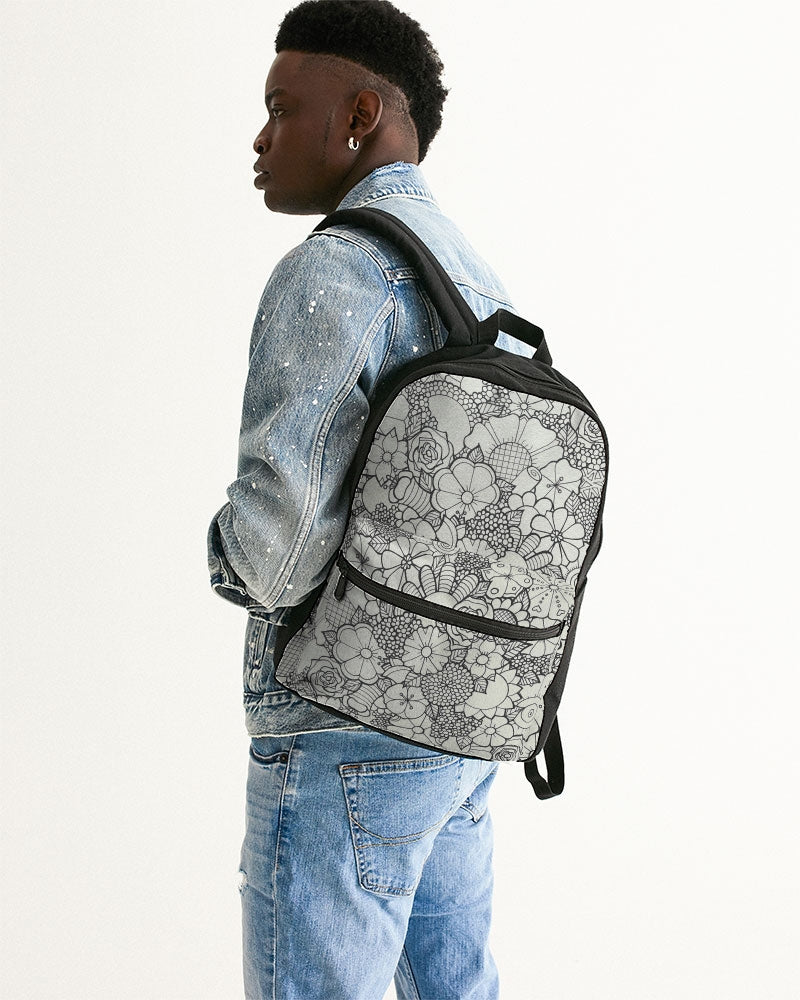 Les Fleurs - B&W Small Canvas Backpack