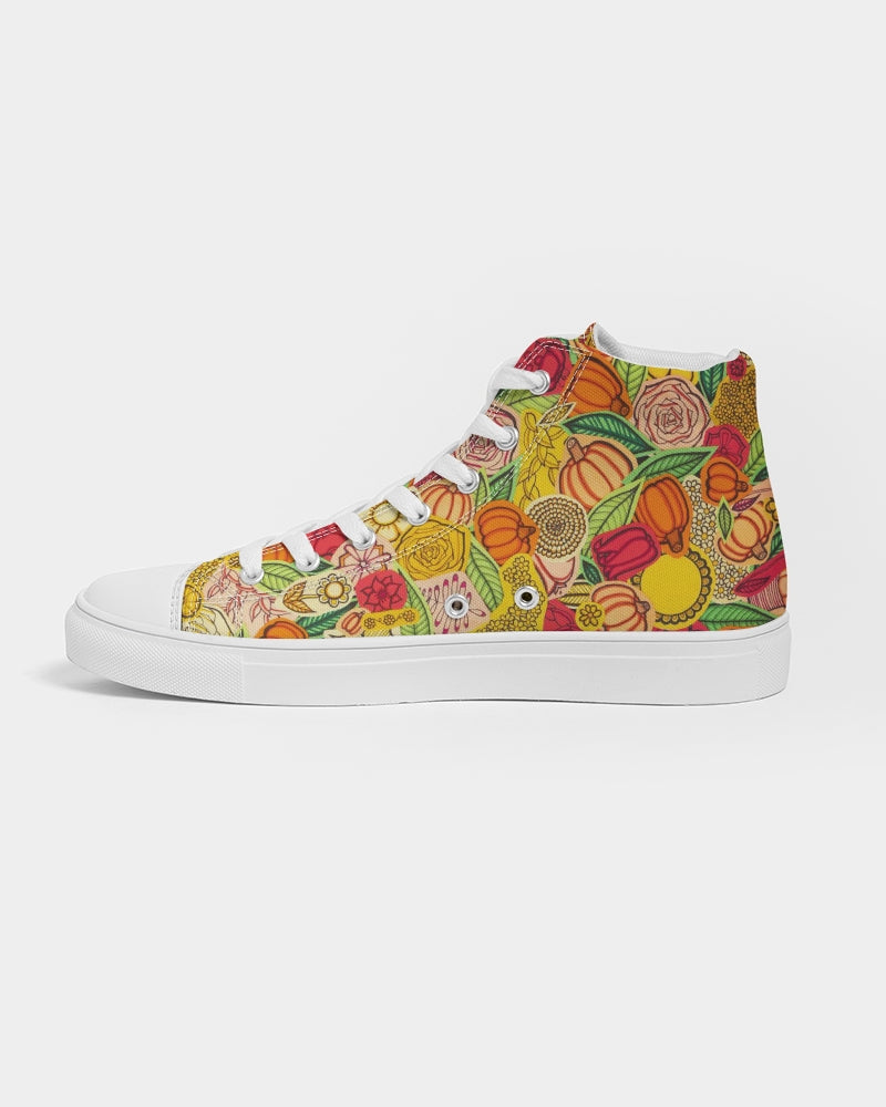 Citrouilles et Fleurs Men's Hightop Canvas Shoe