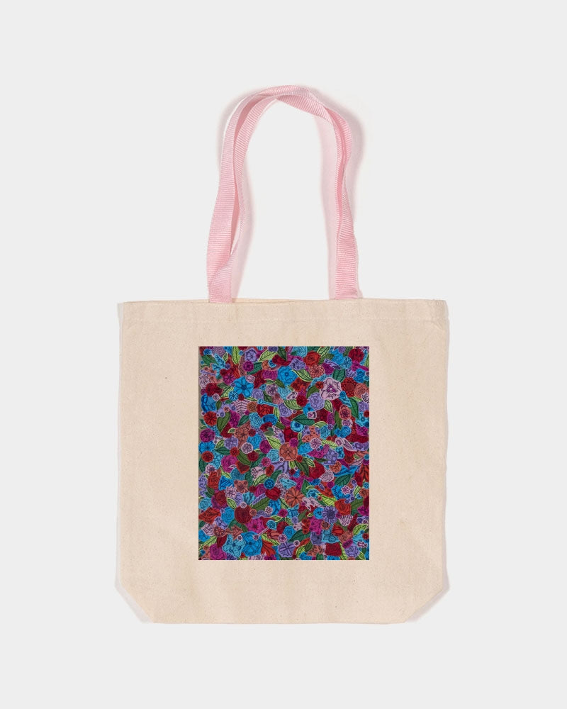 Les Fleurs Canvas Tote with Contrast-Color Handles | Q-Tees