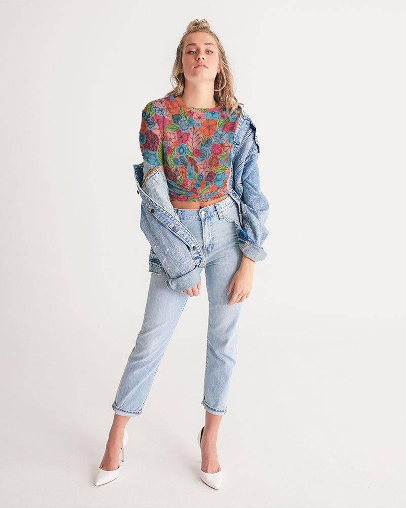 Les Deuxièmes Fleurs Women's Twist-Front Cropped Tee