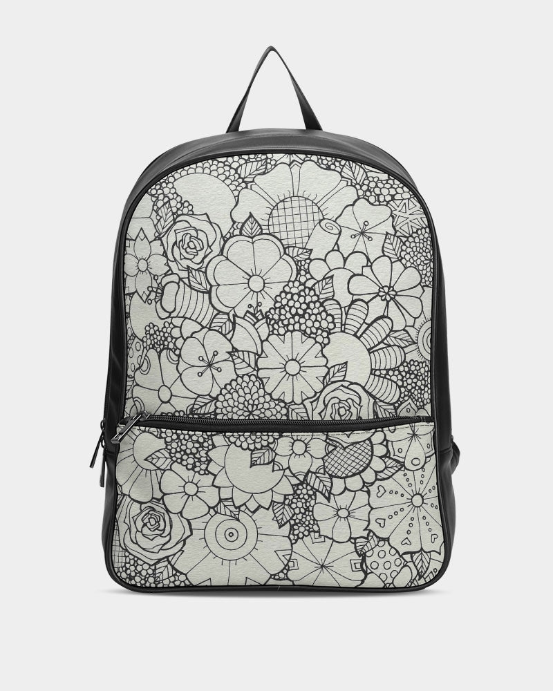 Les Fleurs - B&W Classic Faux Leather Backpack