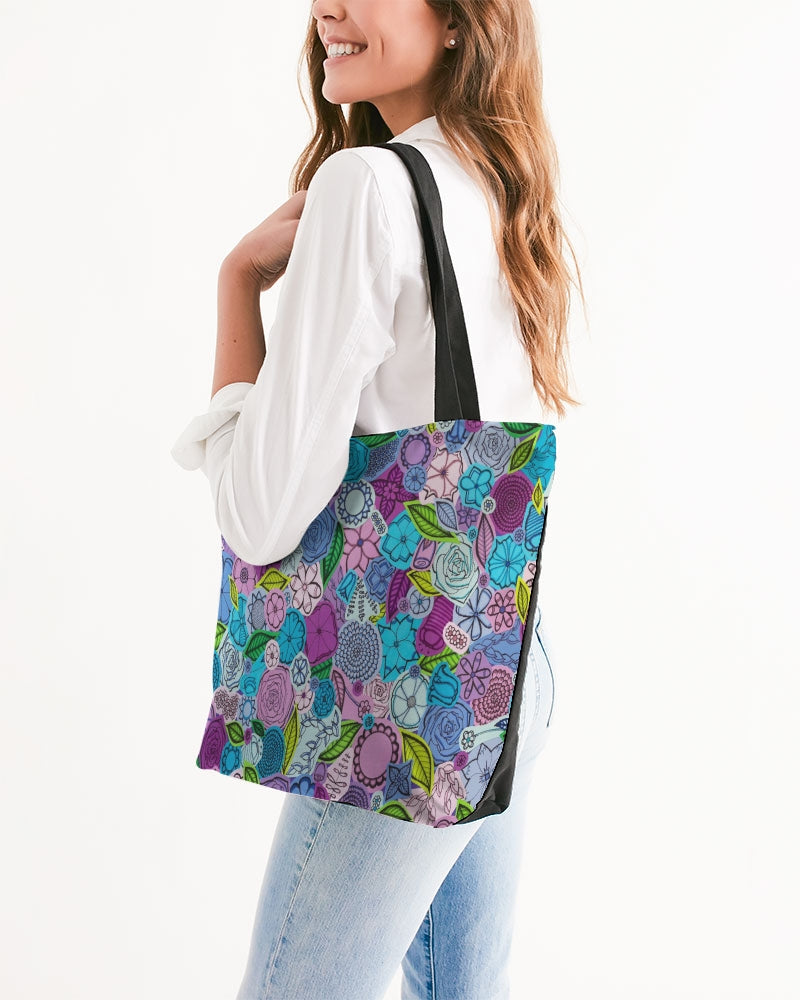 Les Fleurs Violettes Canvas Zip Tote