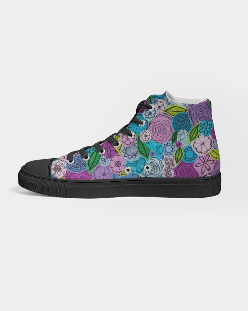 Les Fleurs Violettes Men's Hightop Canvas Shoe - Black