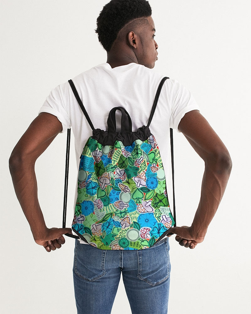 Fleurs et Trèfles Canvas Drawstring Bag