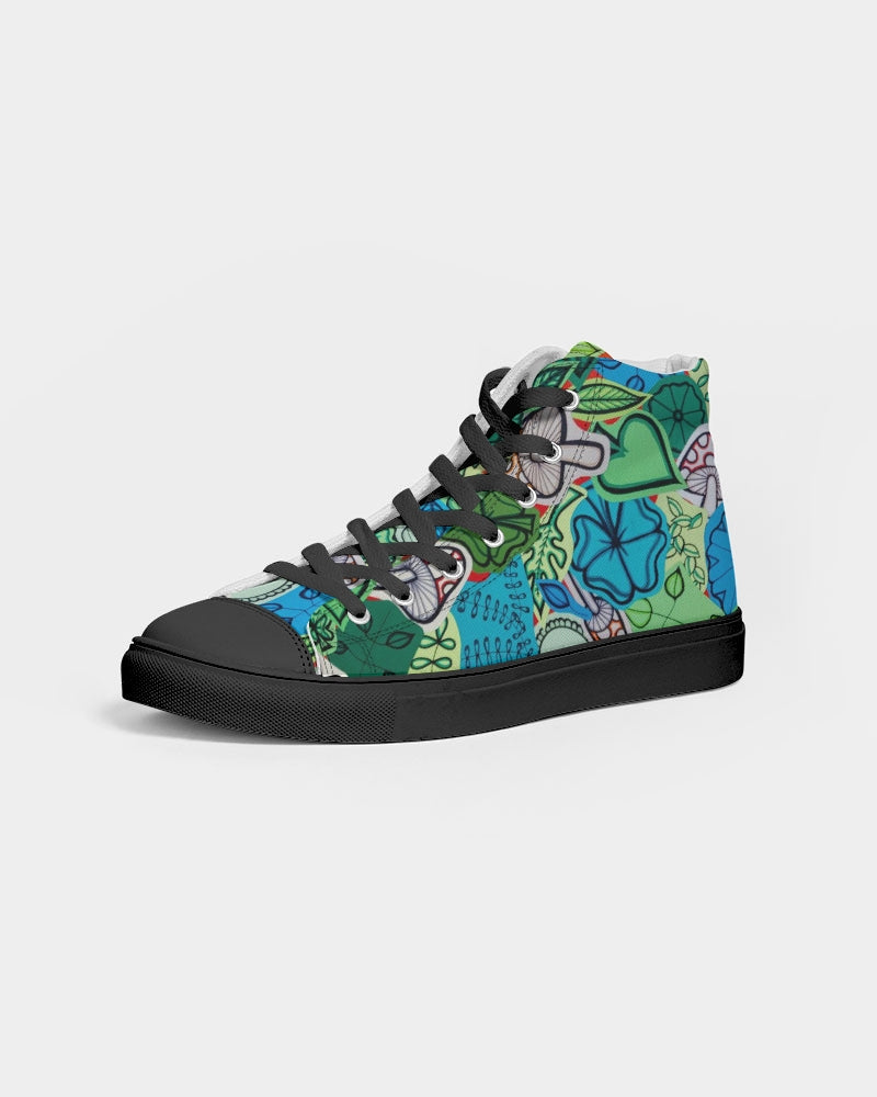 Fleurs et Trèfles Men's Hightop Canvas Shoe - Black