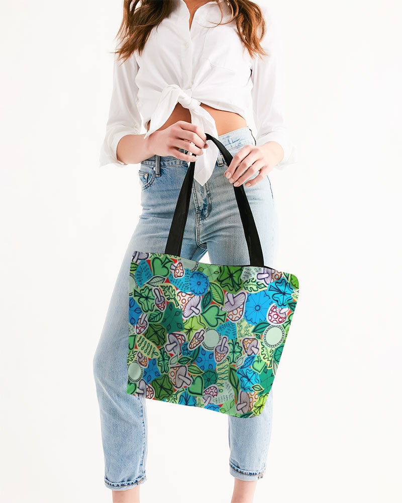 Fleurs et Trèfles Canvas Zip Tote