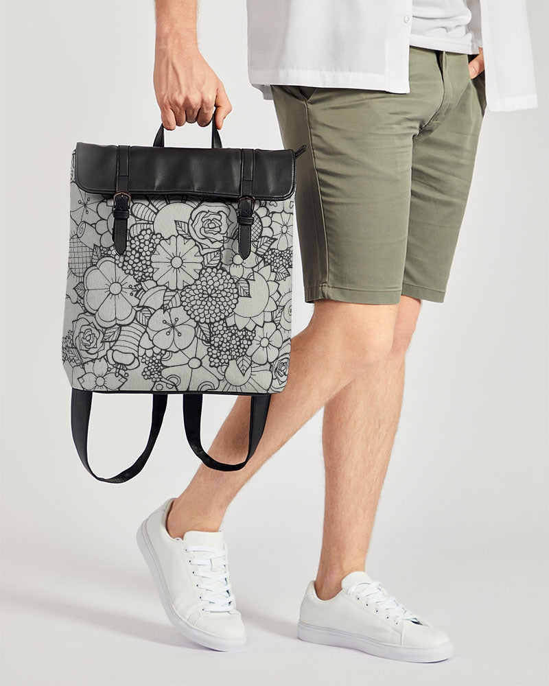 Les Fleurs - B&W Casual Flap Backpack