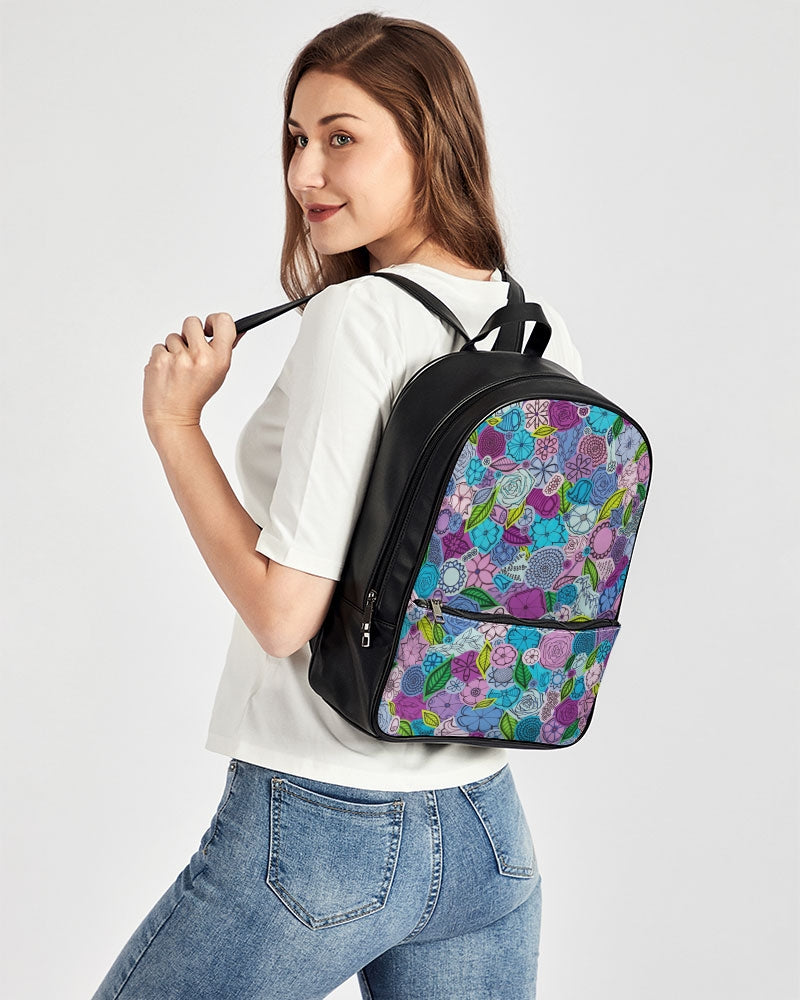 Les Fleurs Violettes Classic Faux Leather Backpack