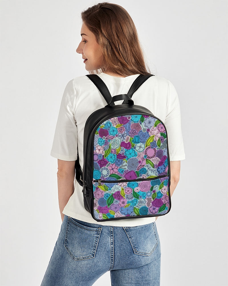 Les Fleurs Violettes Classic Faux Leather Backpack