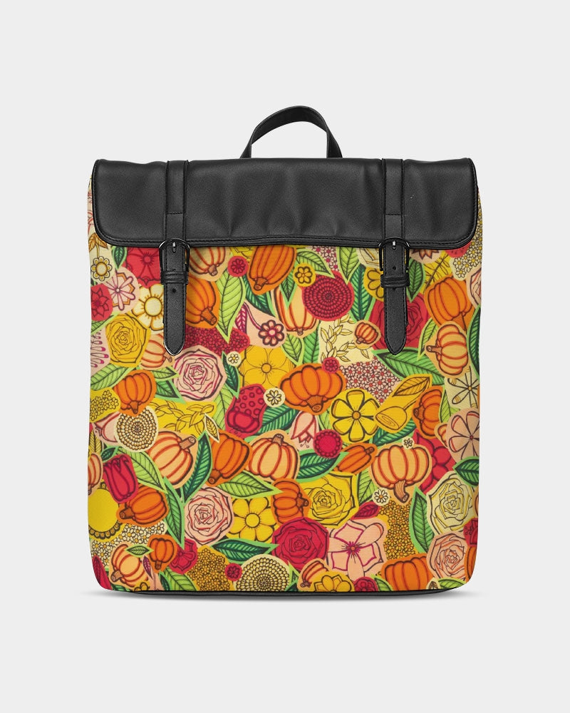 Citrouilles et Fleurs Casual Flap Backpack