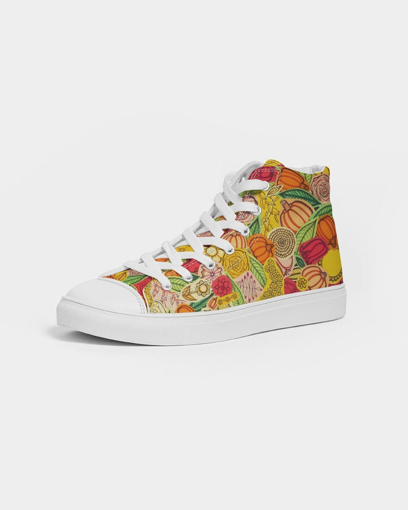 Citrouilles et Fleurs Men's Hightop Canvas Shoe