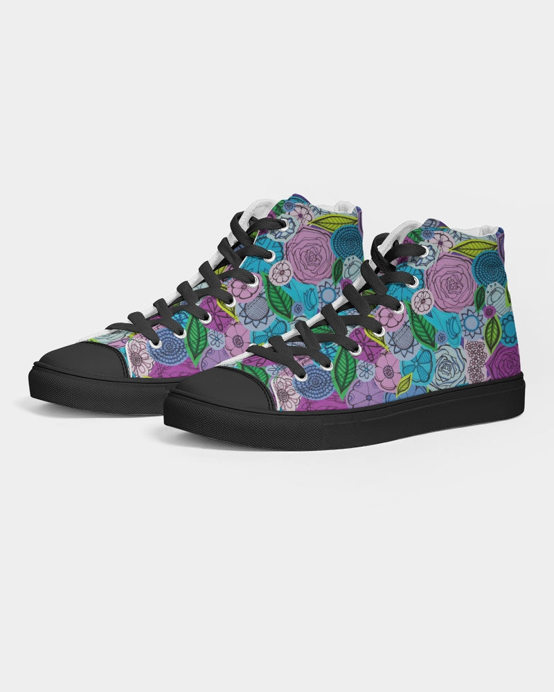 Les Fleurs Violettes Women's Hightop Canvas Shoe - Black