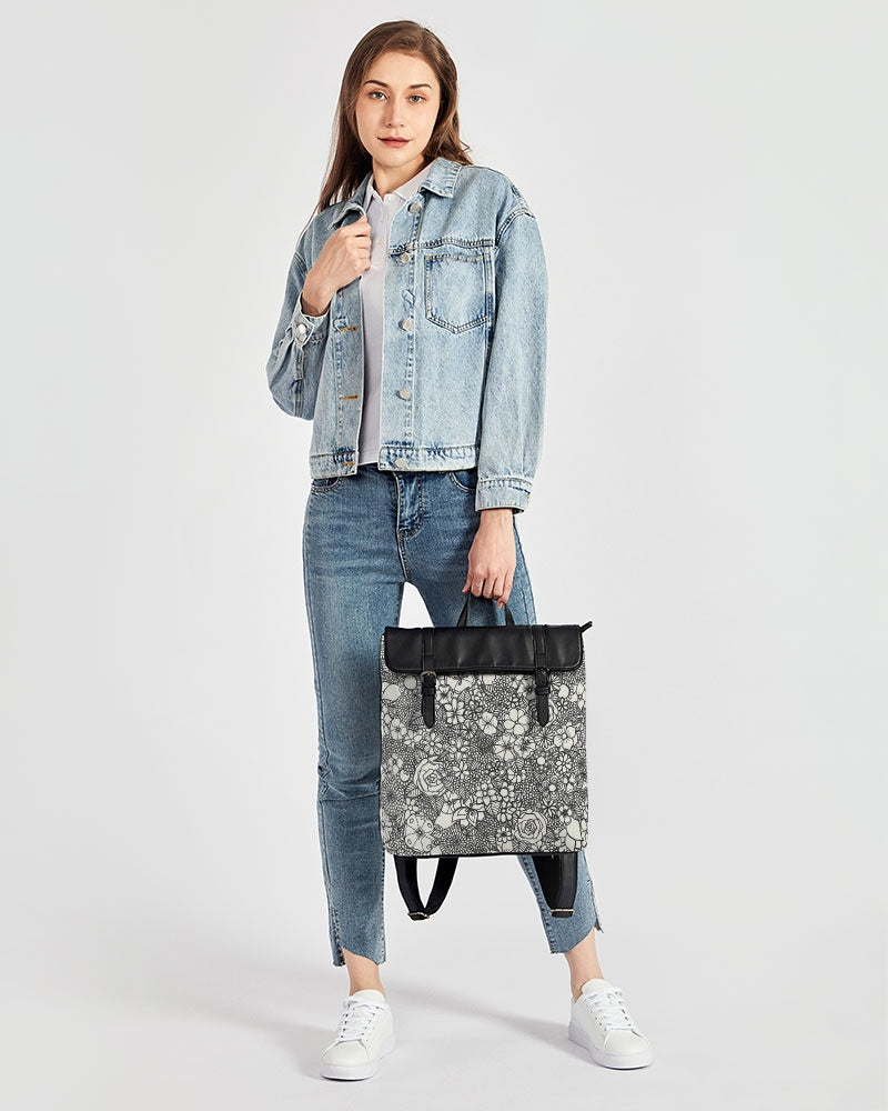 Floral Mini - B&W Casual Flap Backpack