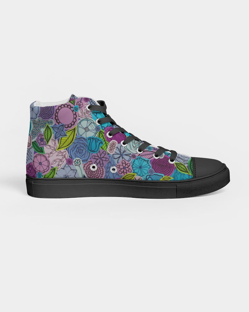 Les Fleurs Violettes Men's Hightop Canvas Shoe - Black