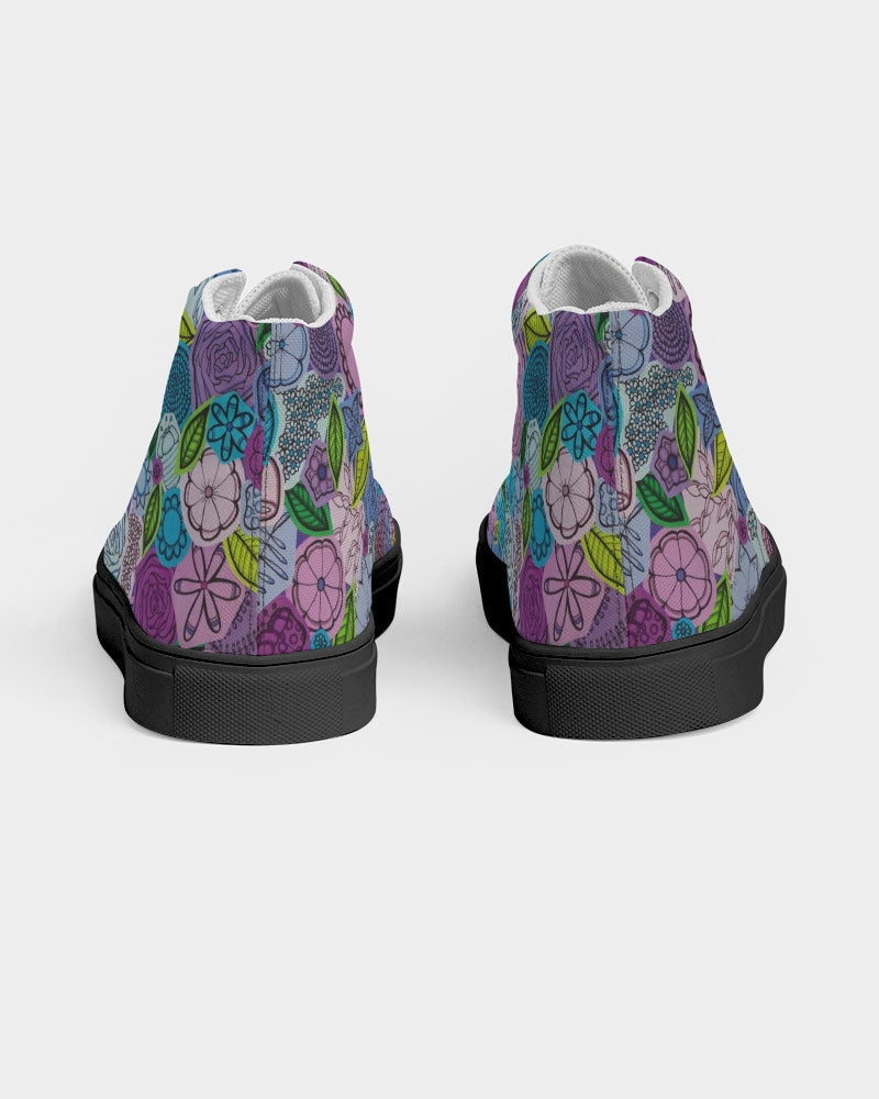 Les Fleurs Violettes Women's Hightop Canvas Shoe - Black