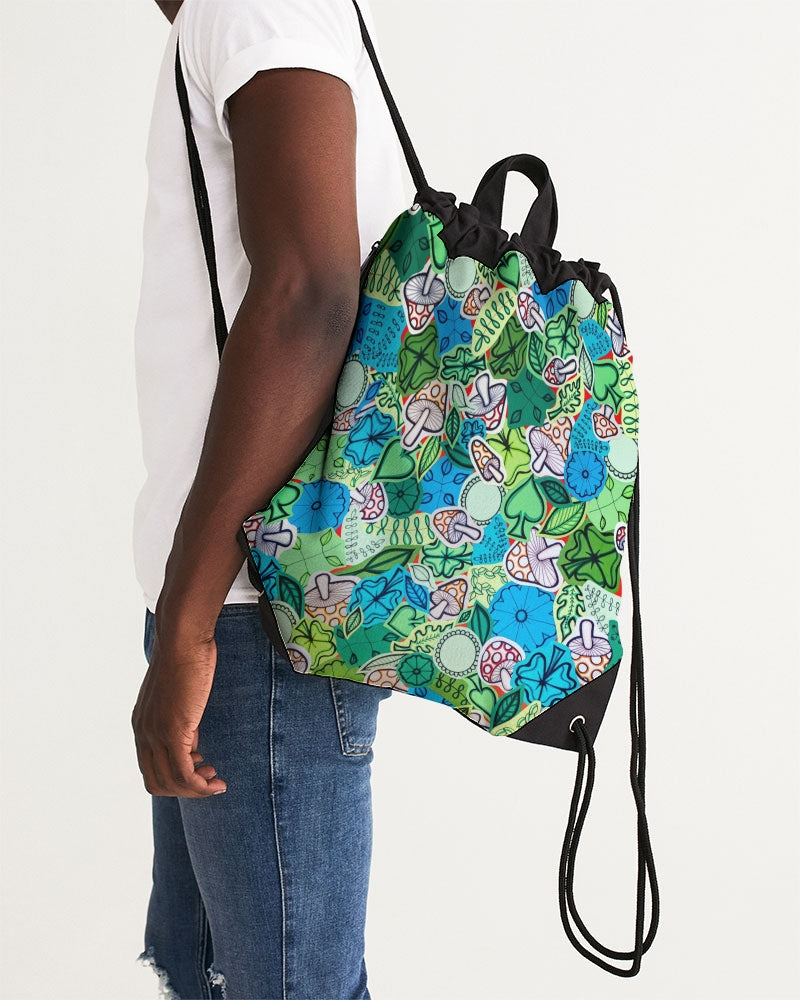 Fleurs et Trèfles Canvas Drawstring Bag