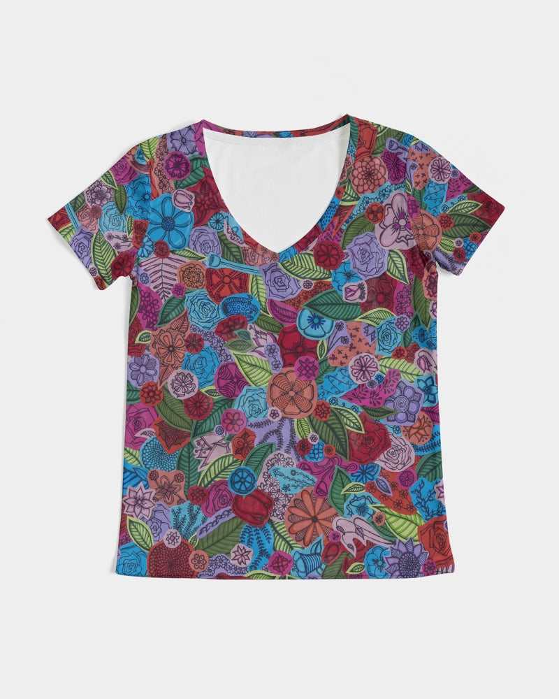 Les Fleurs Women's V-Neck Tee