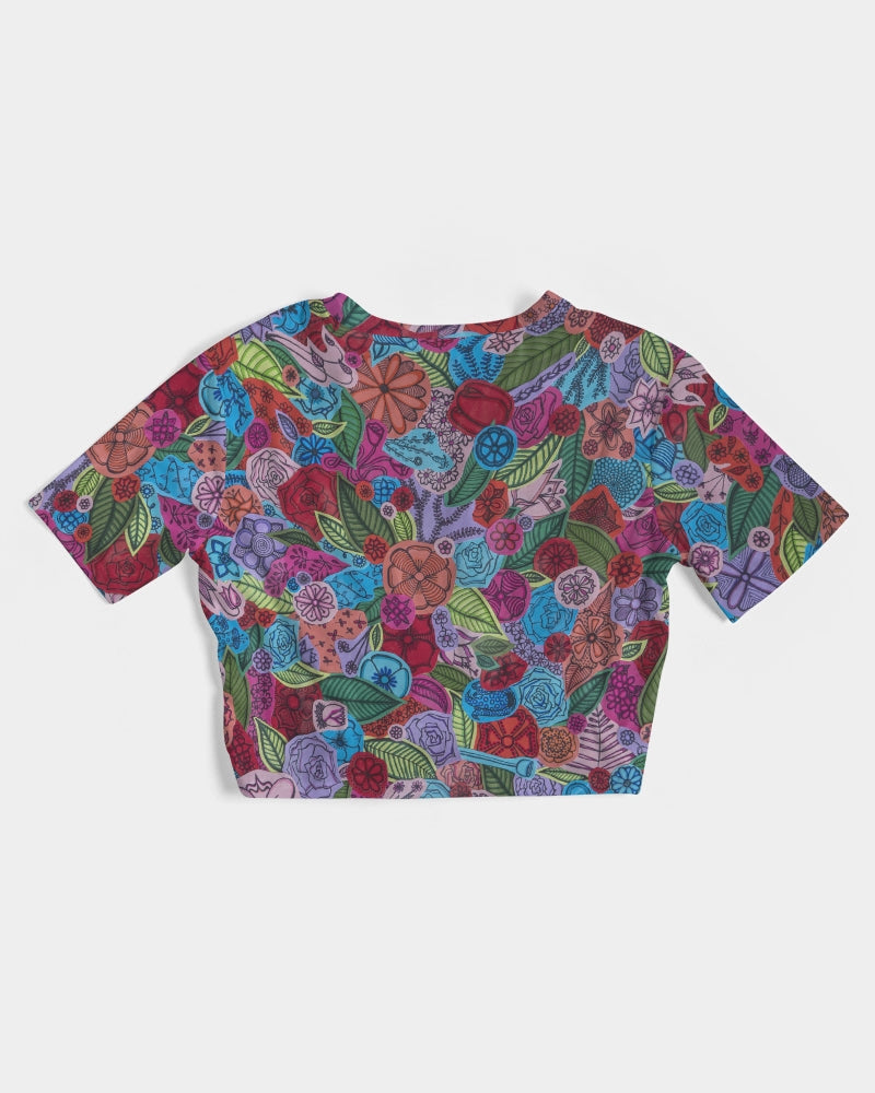 Les Fleurs Women's Twist-Front Cropped Tee