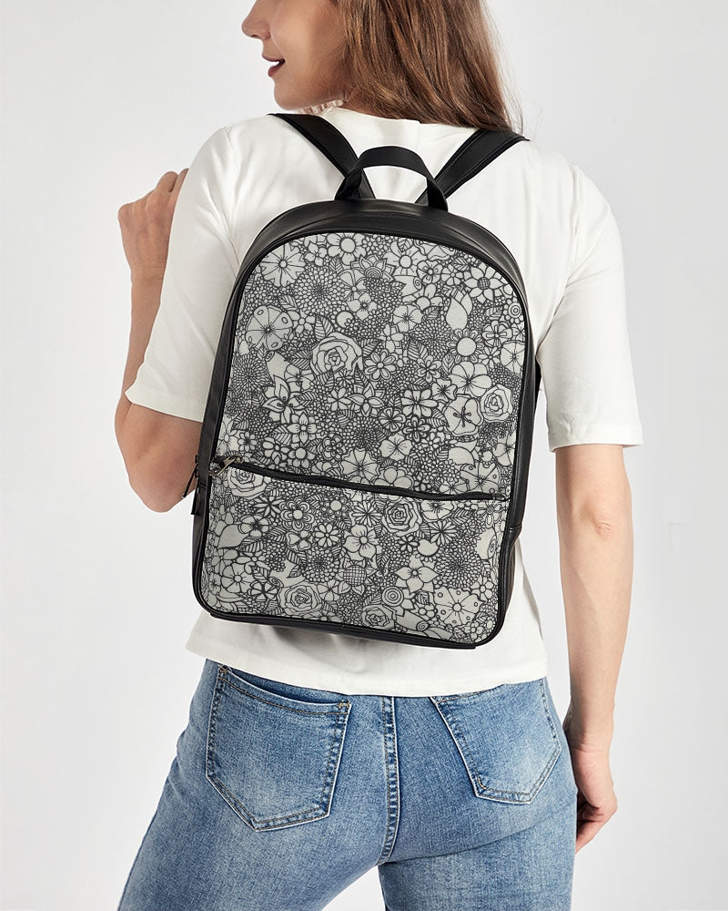 Floral Mini - B&W Classic Faux Leather Backpack