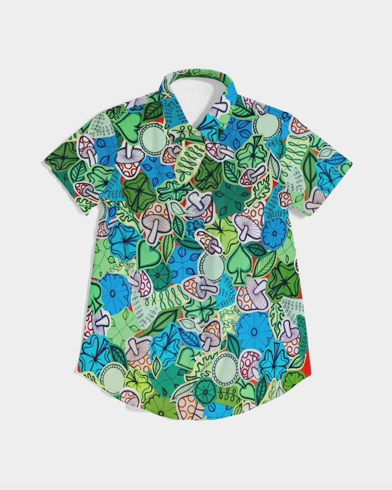 Fleurs et Trèfles Women's Short Sleeve Button Up