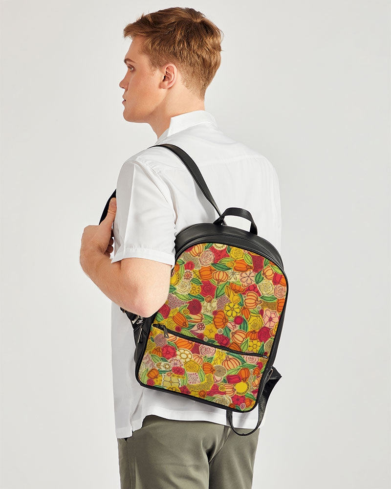 Citrouilles et Fleurs Classic Faux Leather Backpack