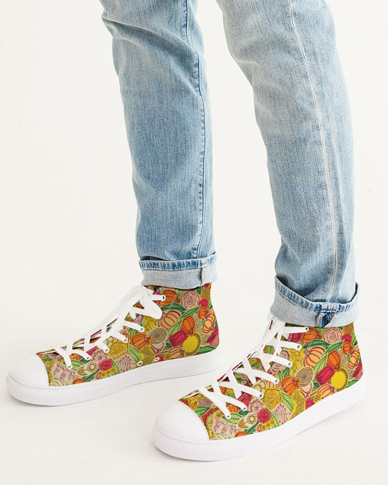 Citrouilles et Fleurs Men's Hightop Canvas Shoe