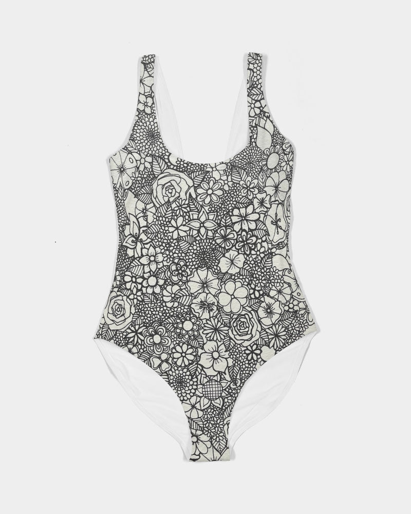 Floral Mini - B&W Women's One-Piece Swimsuit