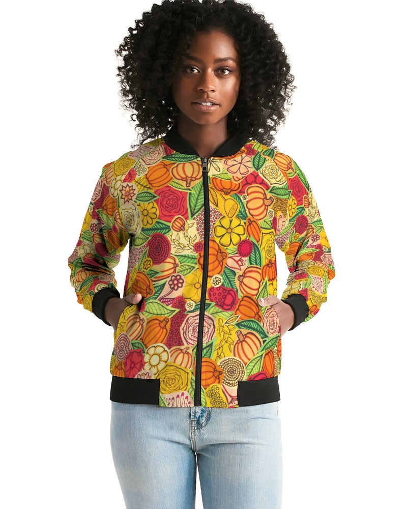 Citrouilles et Fleurs Women's Bomber Jacket