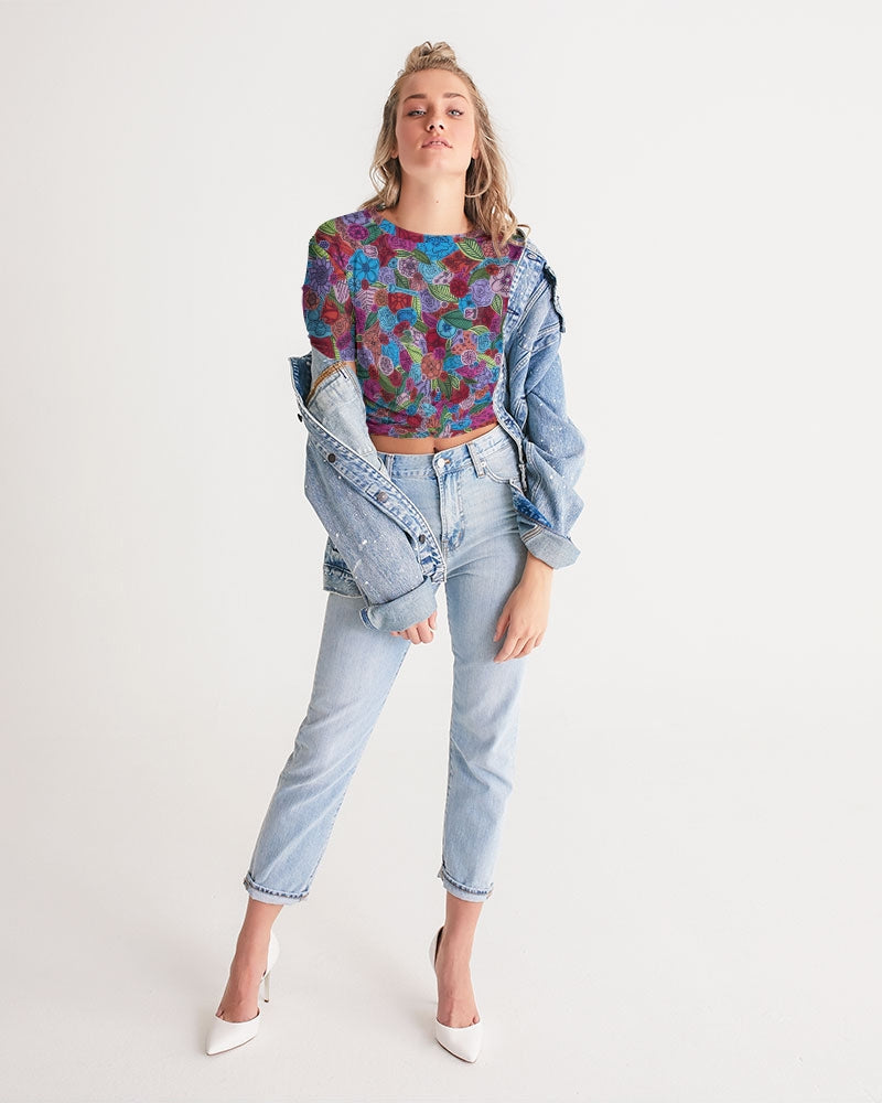 Les Fleurs Women's Twist-Front Cropped Tee