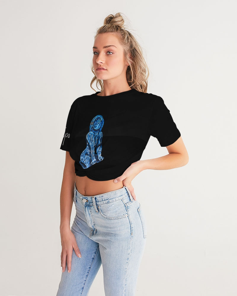 l'hiver Women's Twist-Front Cropped Tee