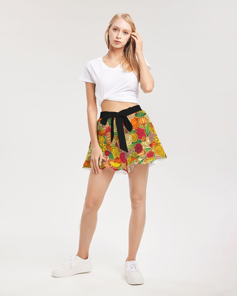 Citrouilles et Fleurs Women's Ruffle Shorts