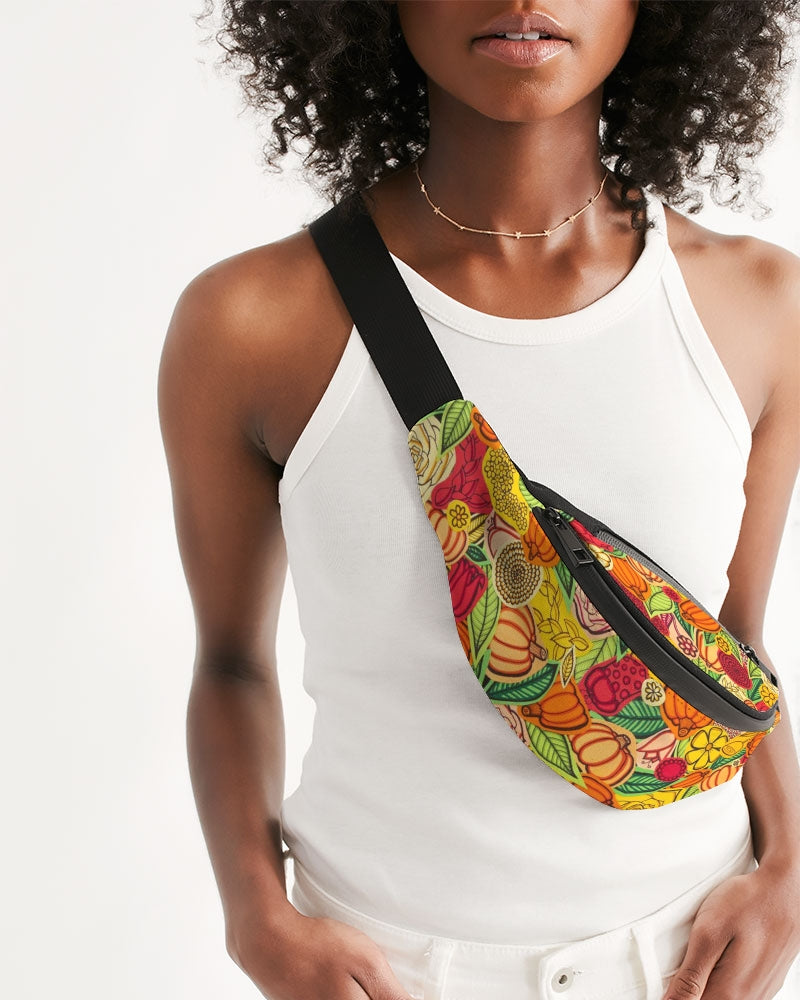 Citrouilles et Fleurs Crossbody Sling Bag