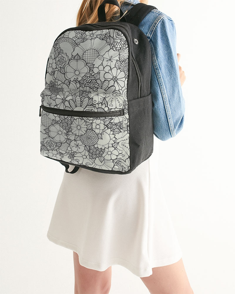 Les Fleurs - B&W Small Canvas Backpack