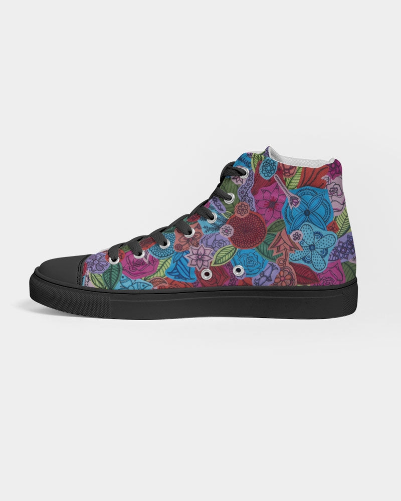 Les Fleurs Women's Hightop Canvas Shoe - Black