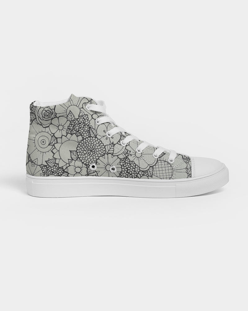 Les Fleurs - B&W Men's Hightop Canvas Shoe