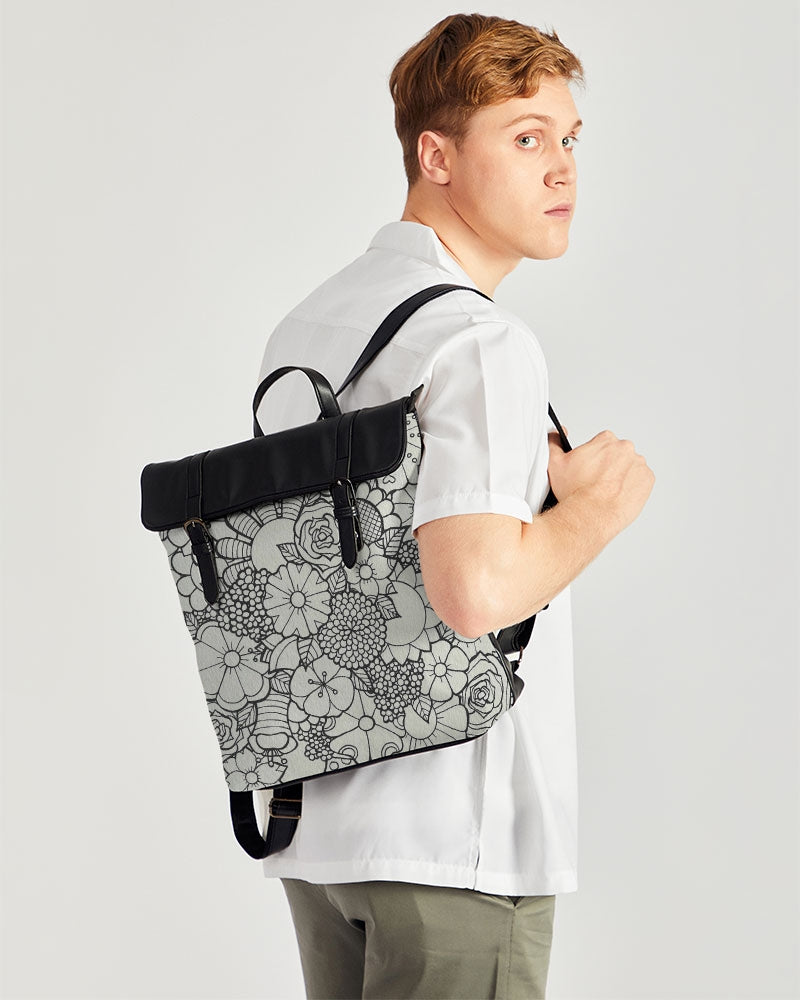 Les Fleurs - B&W Casual Flap Backpack